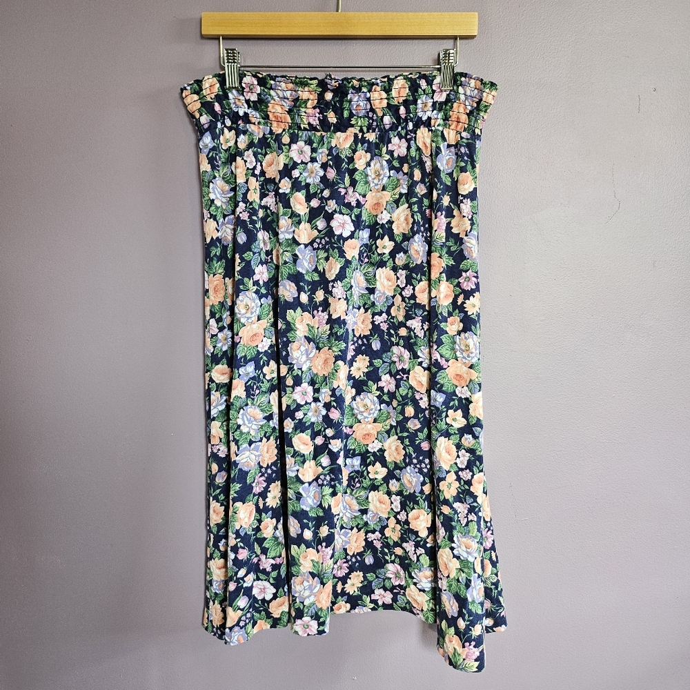 JF II Petites Vintage 80s Cottagecore Prairie Floral Buttoned Top & Skirt Set - Picture 10 of 15